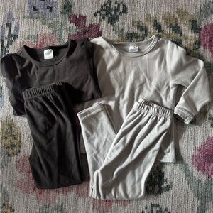 Amazon Fleece Base Layer / long underwear Set - charcoal and light gray 4T